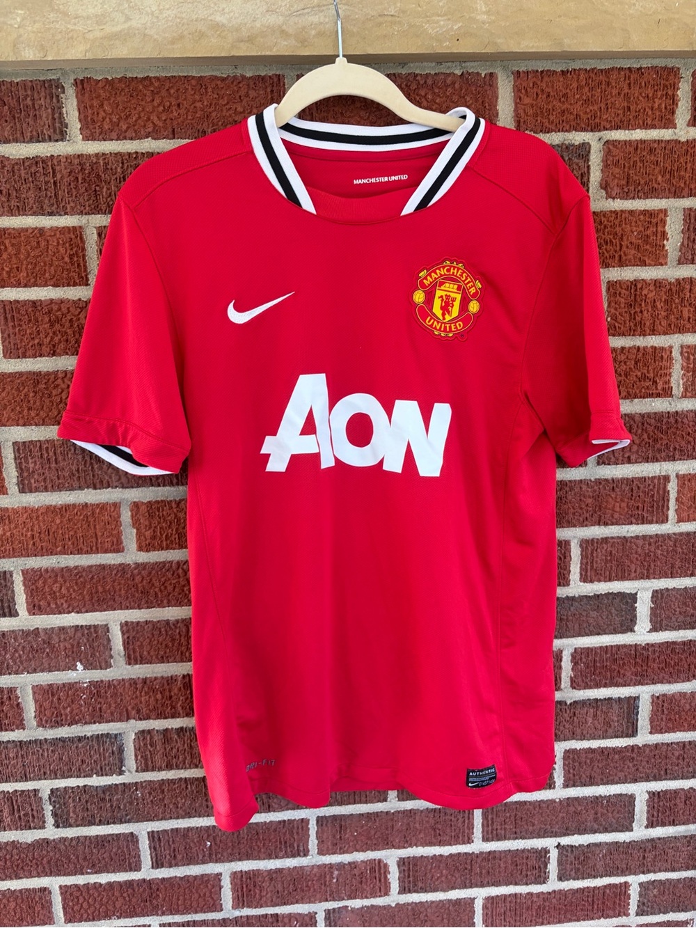 Nike Red Manchester United Football Jersey with White Accents